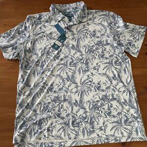 Caribbean Joe Leaf Print S/S Hawaiian Shirt Mens Sz XL NWT